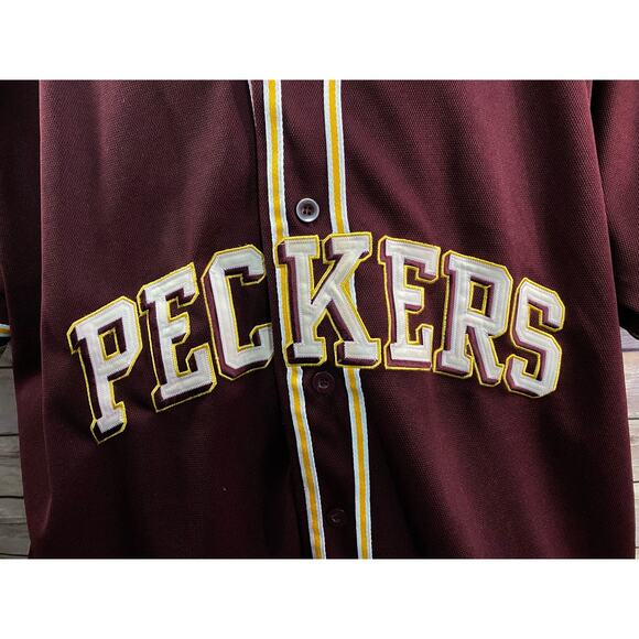 VTG Y2K Steve & Barrys PECKERS Button Up Sewn Baseball Jersey XXLFunny - Picture 5 of 11